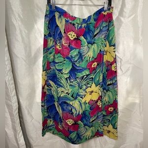 Plus Size VTG 90’s Colorful Hawaiian Floral Print Wrap Midi Skirt